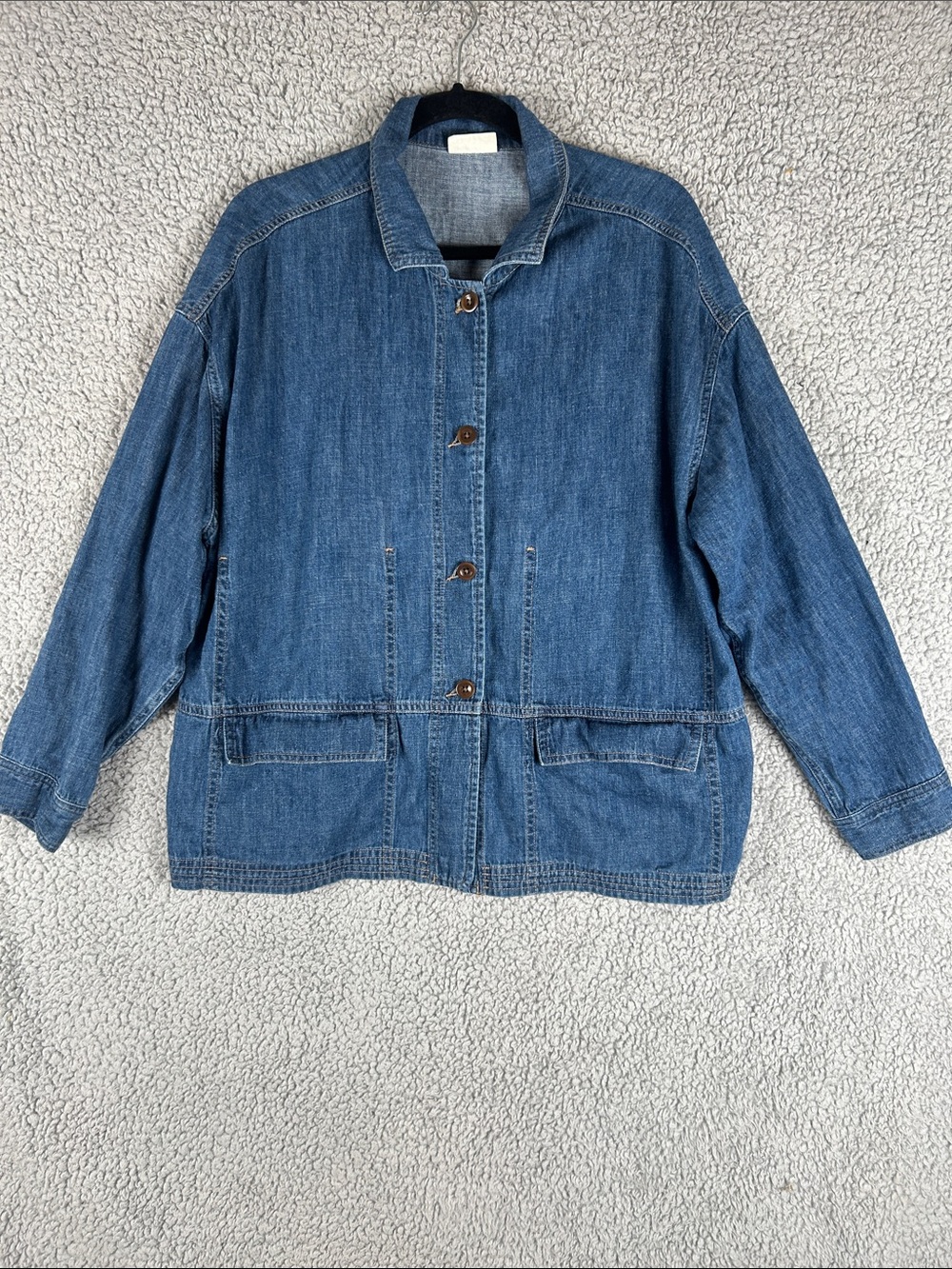 Poetry Denim Button Down Collared Long Sleeve Blazer Size 12